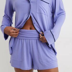 Aerie Real Soft® Foldover Boxer (XS - Black and Purple)